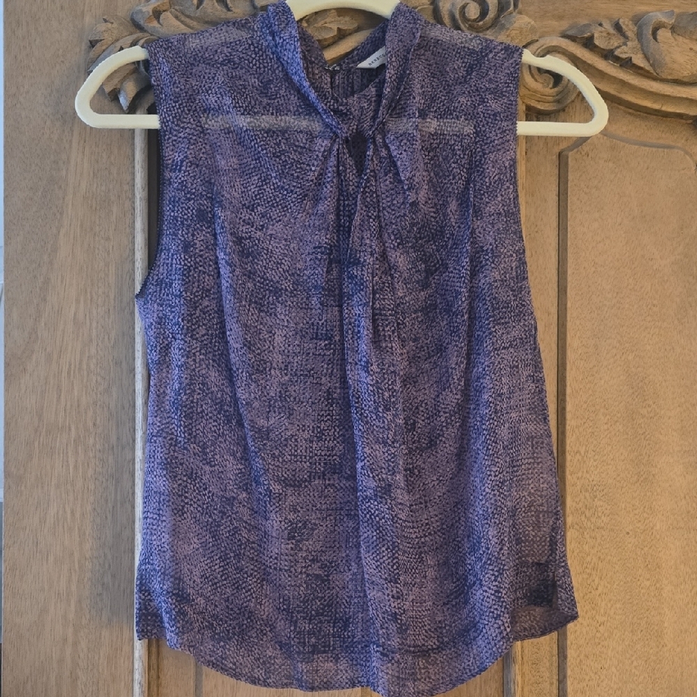 Rebecca Taylor Purple Blue Sleeveless Tie Front Blouse